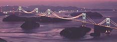 愛媛県今治市・三連つり橋