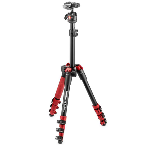 製品写真：マンフロット MKBFR1A4R-BH befree one アルミニウム三脚 ボール雲台キット レッド