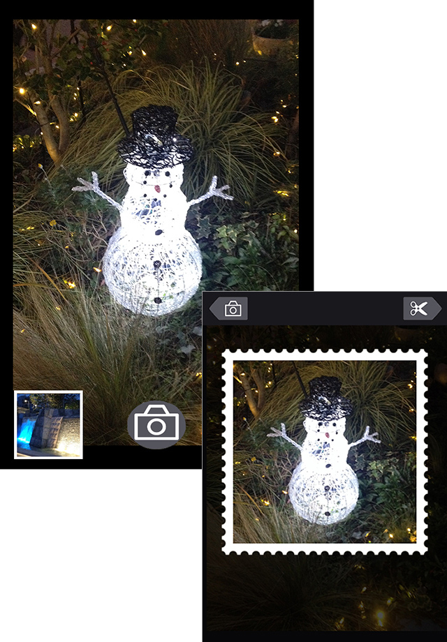 お気に入りの写真が切手風に!