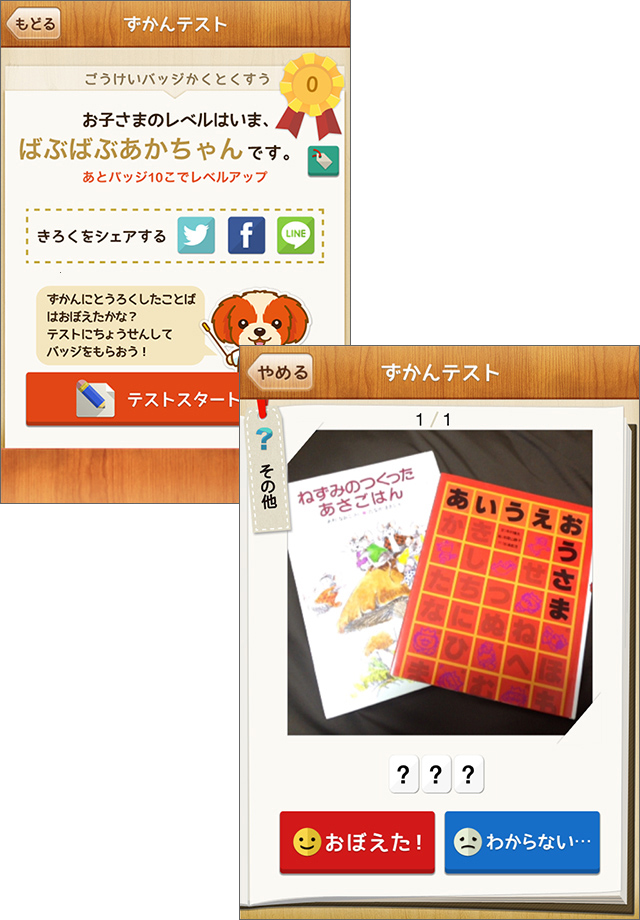 図鑑クイズに挑戦してバッチや称号をゲット!