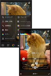 細かい色調補正もスライダー操作で簡単に！